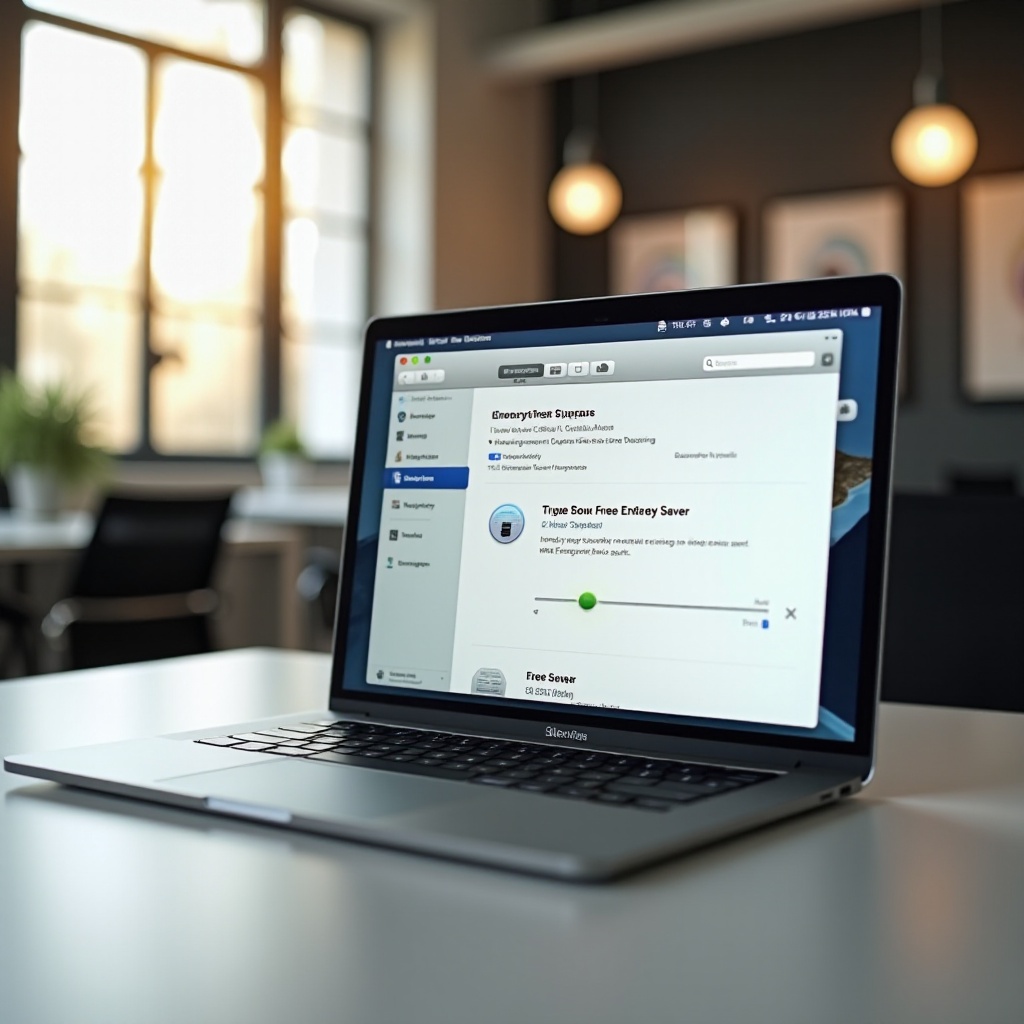 أين يوجد إعداد توفير الطاقة على MacBook Pro