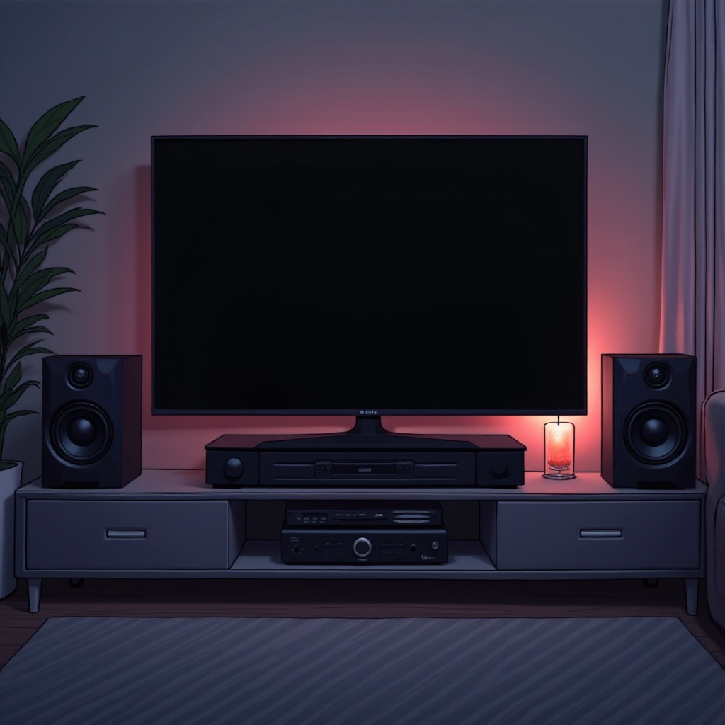 Czarny ekran telewizora z dźwiękiem LG