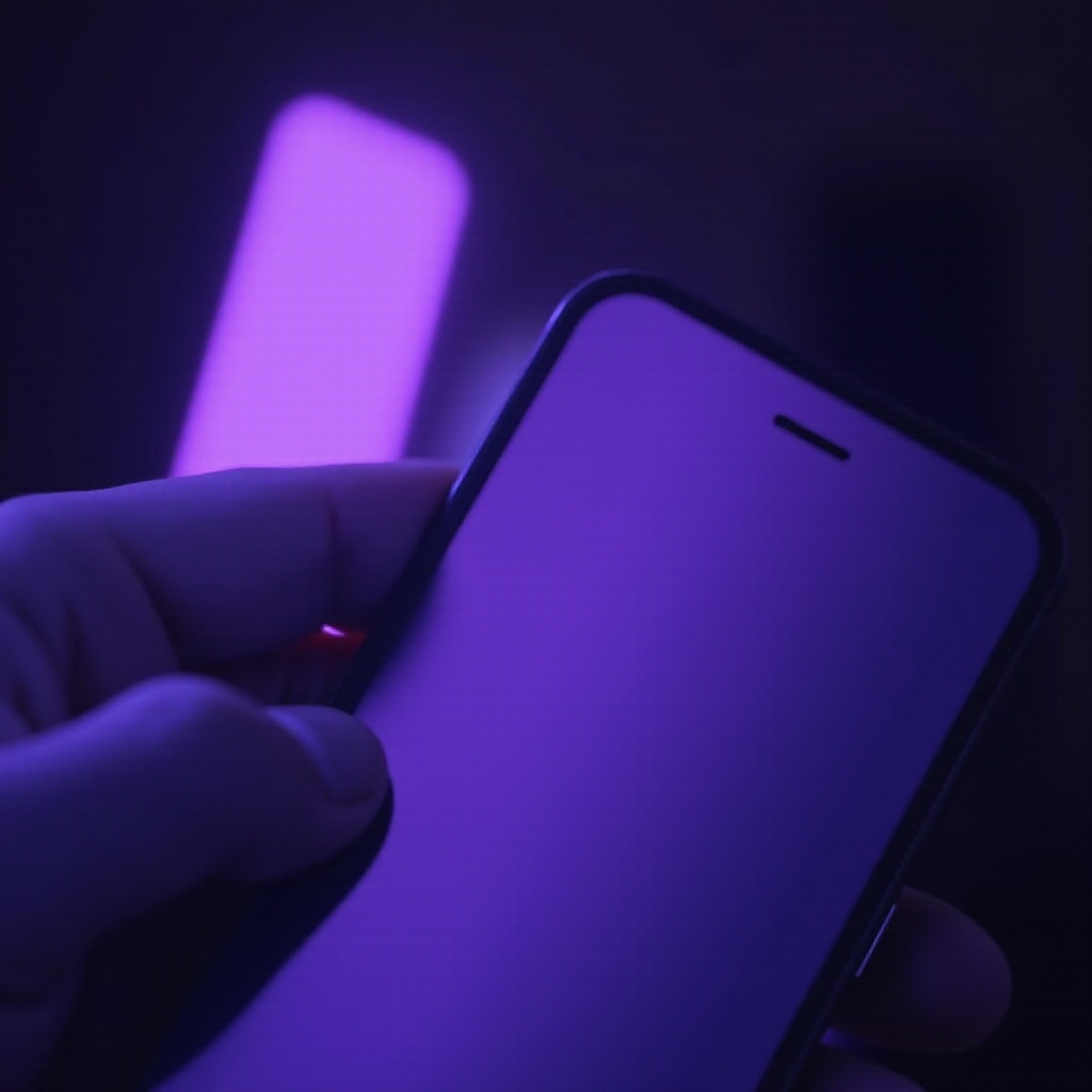 fialové světlo na iPhone
